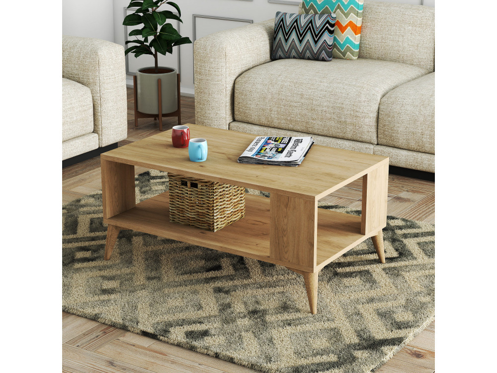 Mesa de centro de madeira "Authentic" - 90 x 41 x 54 cm - Castanho