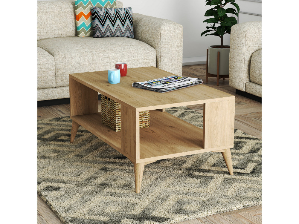 Mesa de centro de madeira "Authentic" - 90 x 41 x 54 cm - Castanho