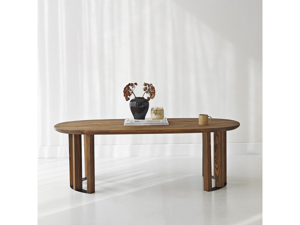 Mesa de centro em madeira "Elysia" - 120 x 60 x 40 cm - Castanho