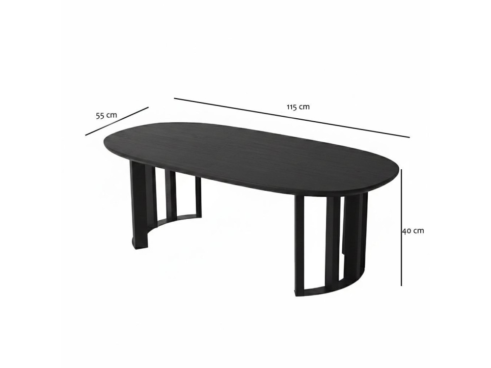Mesa de centro em madeira "Elysia" - 120 x 60 x 40 cm - Preto