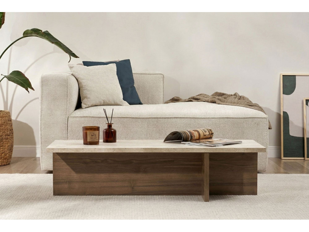 Mesa de centro em madeira "Harbor" - 120 x 45 x 30 cm - Travertino