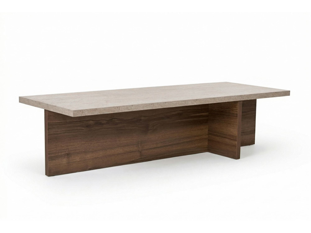 Mesa de centro em madeira "Harbor" - 120 x 45 x 30 cm - Travertino