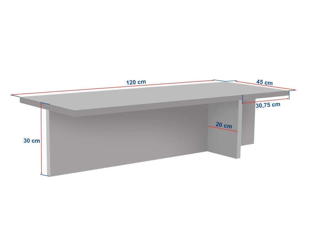 Mesa de centro em madeira "Harbor" - 120 x 45 x 30 cm - Travertino