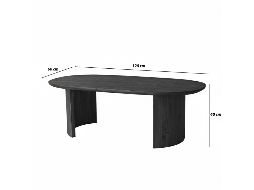 Mesa de centro em madeira "Hudson" - 120 x 60 x 40 cm - Cinzento antracite