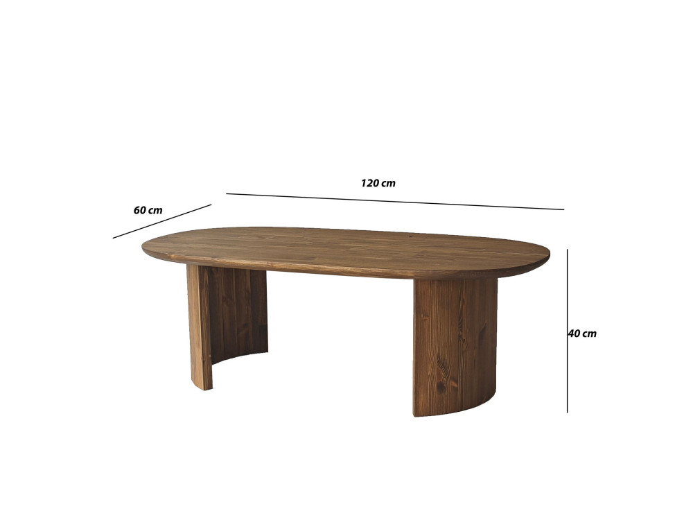 Mesa de centro em madeira "Hudson" - 120 x 60 x 40 cm - Castanho