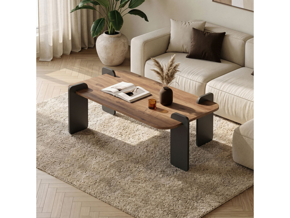 Mesa de centro em madeira "Renard" - 120 x 60 x 35 cm - Castanho claro