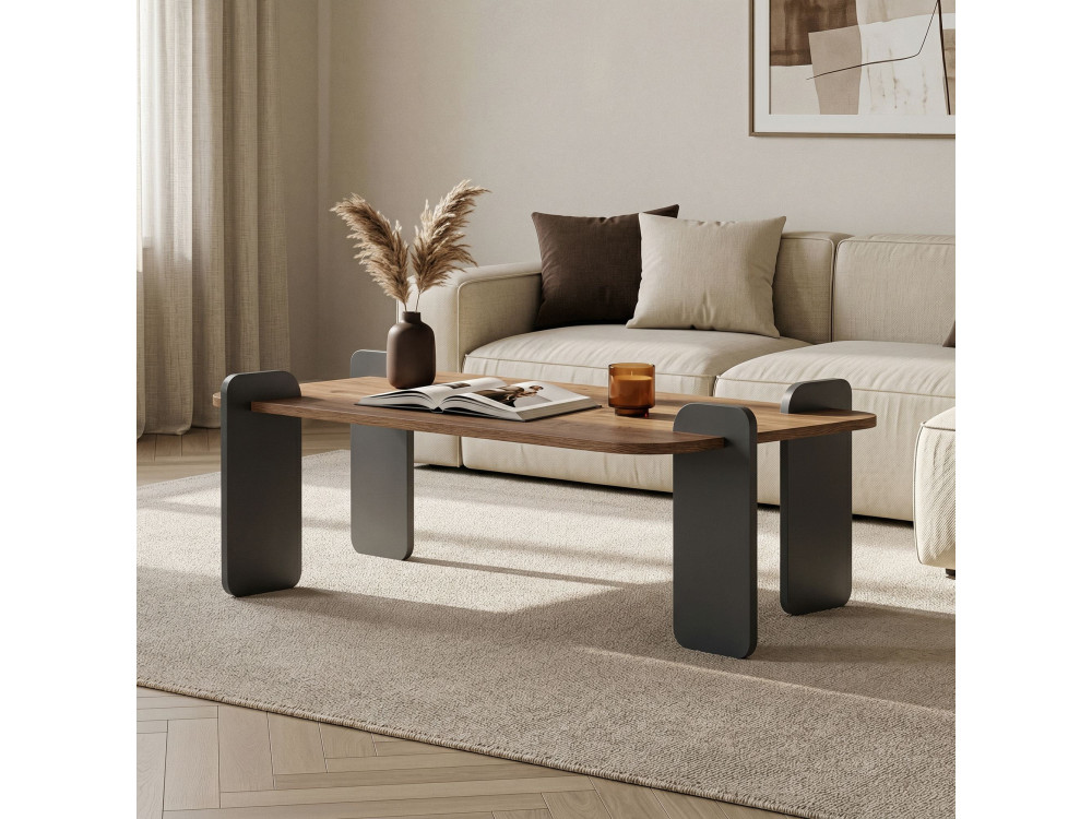 Mesa de centro em madeira "Renard" - 120 x 60 x 35 cm - Castanho claro