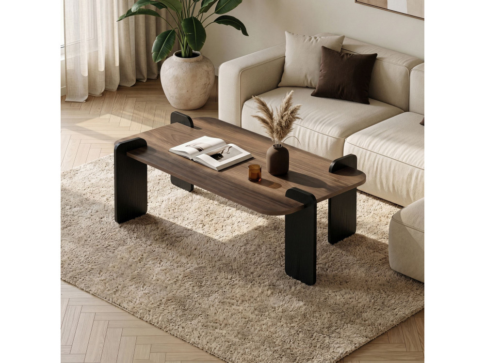 Mesa de centro em madeira "Renard" - 120 x 60 x 35 cm - Castanho
