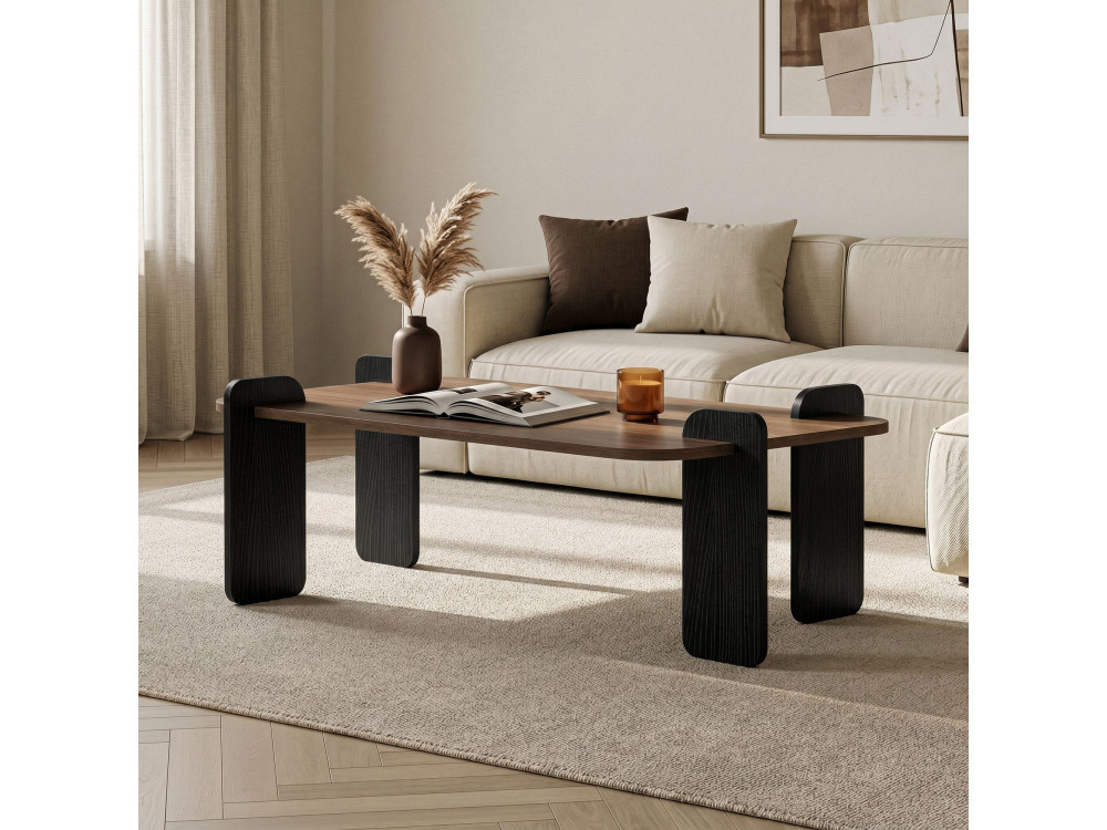 Mesa de centro em madeira "Renard" - 120 x 60 x 35 cm - Castanho