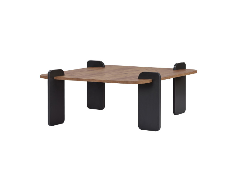 Mesa de centro em madeira "Marais" - 90 x 90 x 35 cm - Castanho claro