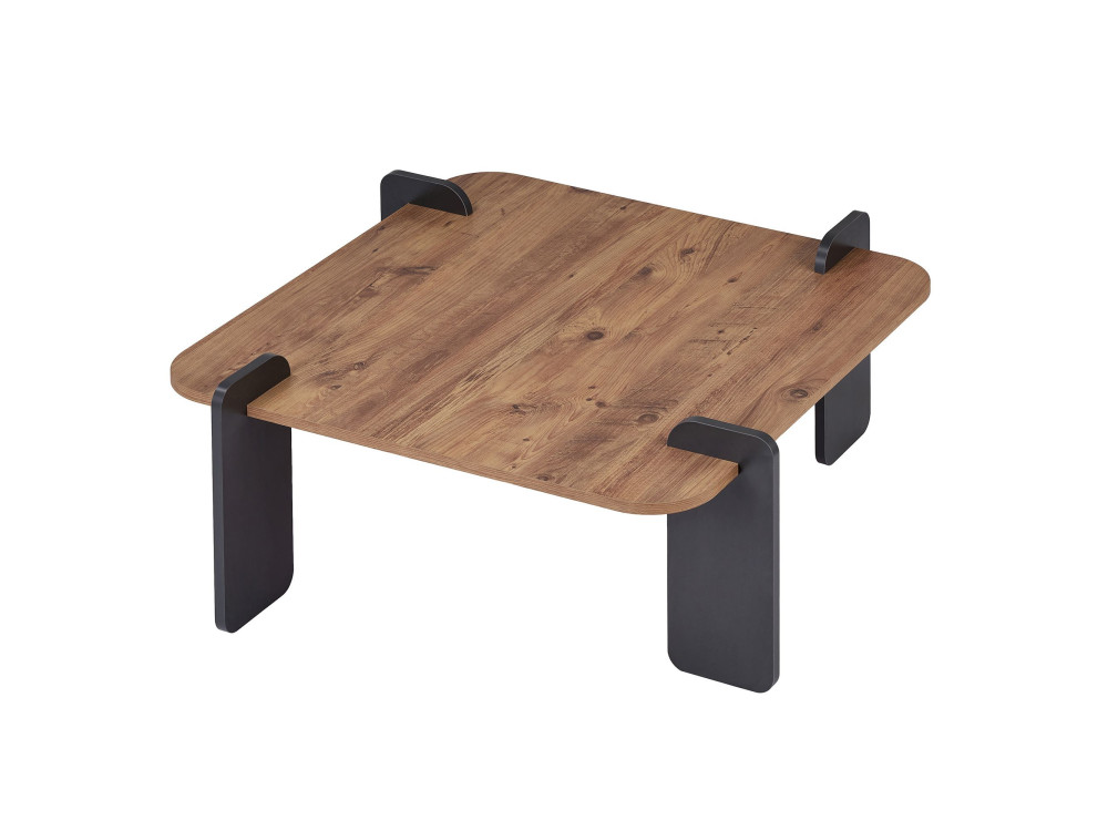 Mesa de centro em madeira "Marais" - 90 x 90 x 35 cm - Castanho claro