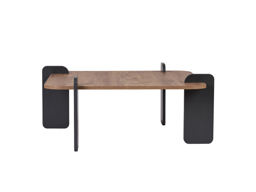 Mesa de centro em madeira "Marais" - 90 x 90 x 35 cm - Castanho claro