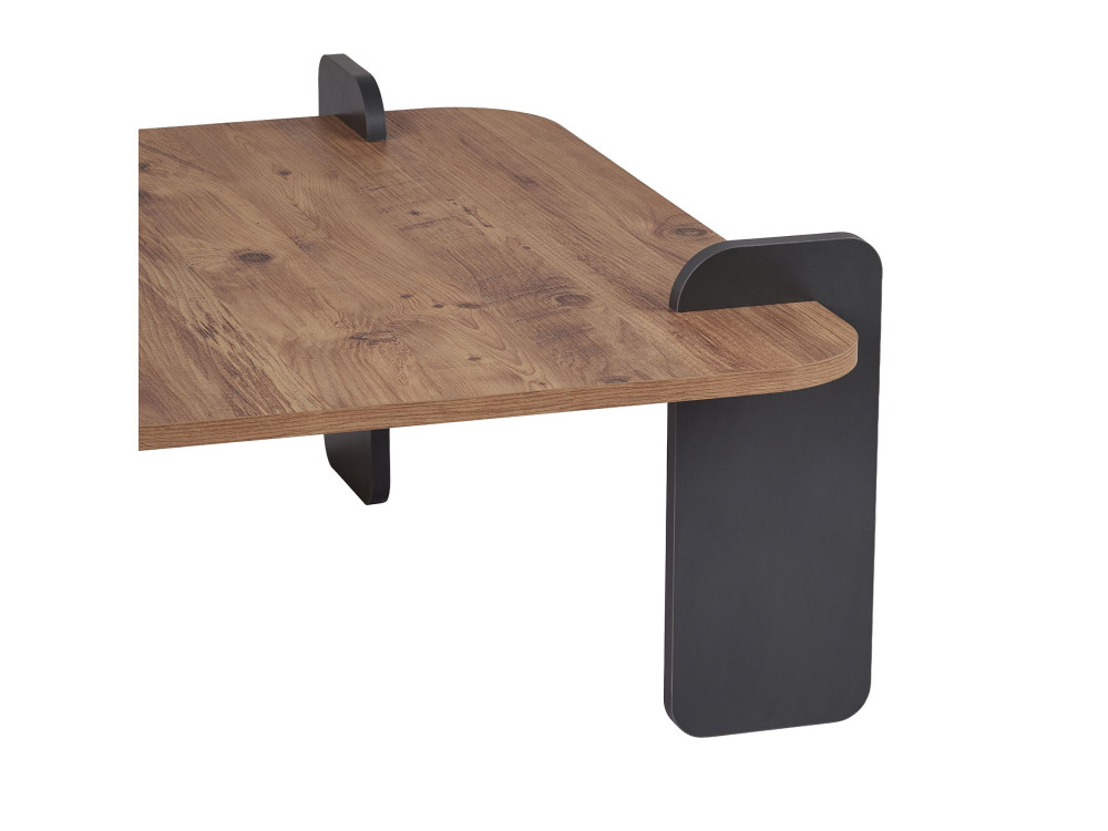 Mesa de centro em madeira "Marais" - 90 x 90 x 35 cm - Castanho claro