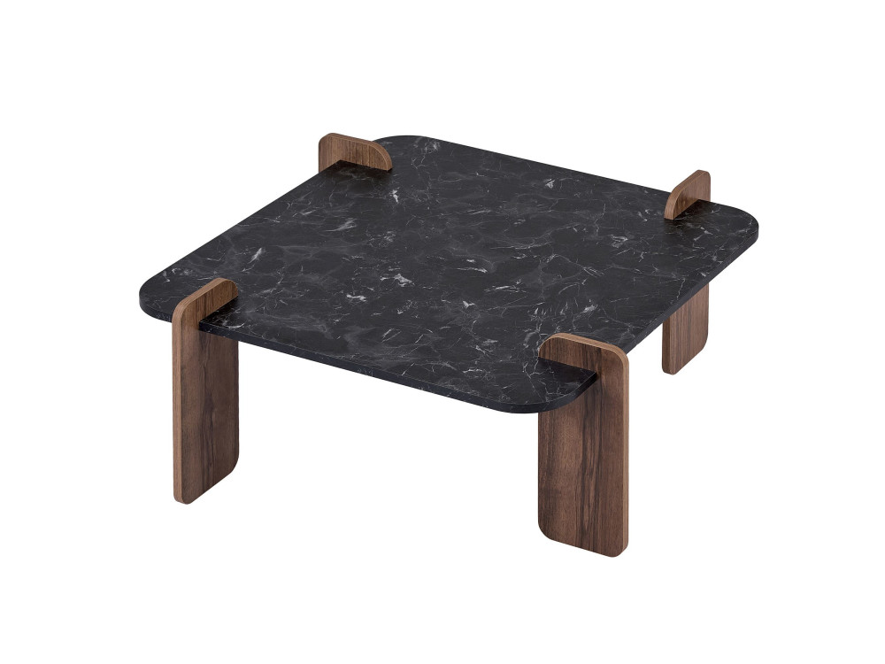 Mesa de centro em madeira "Marais" - 90 x 90 x 35 cm - Preto