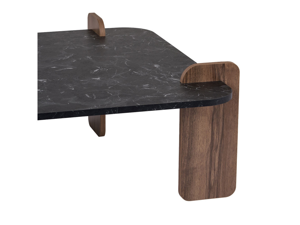 Mesa de centro em madeira "Marais" - 90 x 90 x 35 cm - Preto