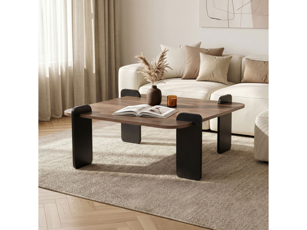 Mesa de centro em madeira "Marais" - 90 x 90 x 35 cm - Castanho