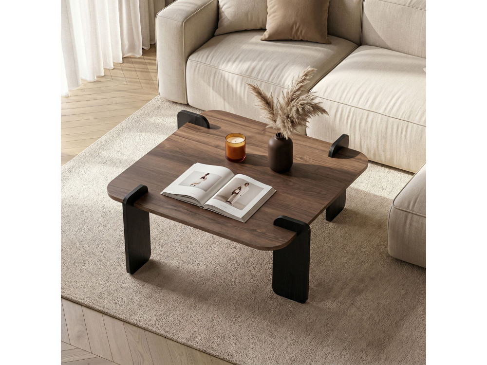 Mesa de centro em madeira "Marais" - 90 x 90 x 35 cm - Castanho