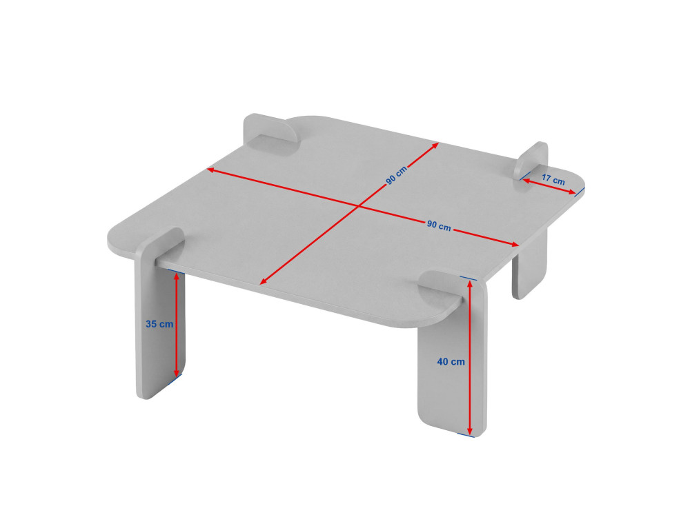 Mesa de centro em madeira "Marais" - 90 x 90 x 35 cm - Castanho