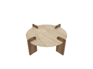 Mesa de centro em madeira "Avoure" - 90 x 90 x 35 cm - Travertino