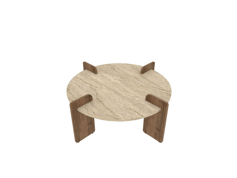 Mesa de centro em madeira "Avoure" - 90 x 90 x 35 cm - Travertino