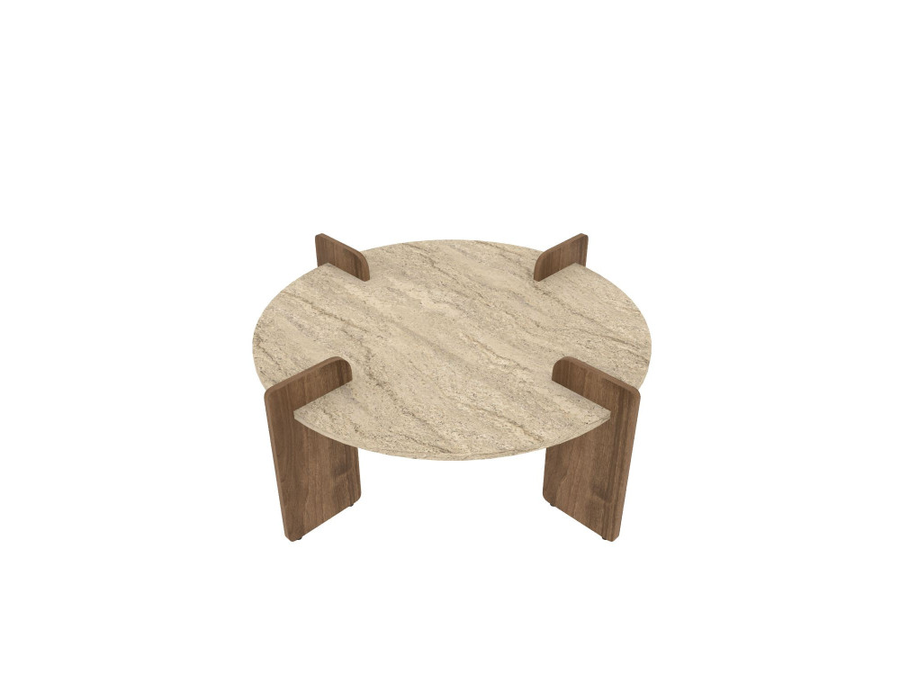 Mesa de centro em madeira "Avoure" - 90 x 90 x 35 cm - Travertino