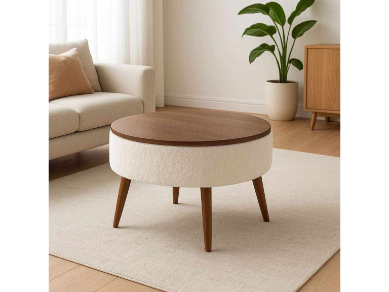 Mesa de centro "Noya Round" - 60 x 60 x 44 cm - Branco