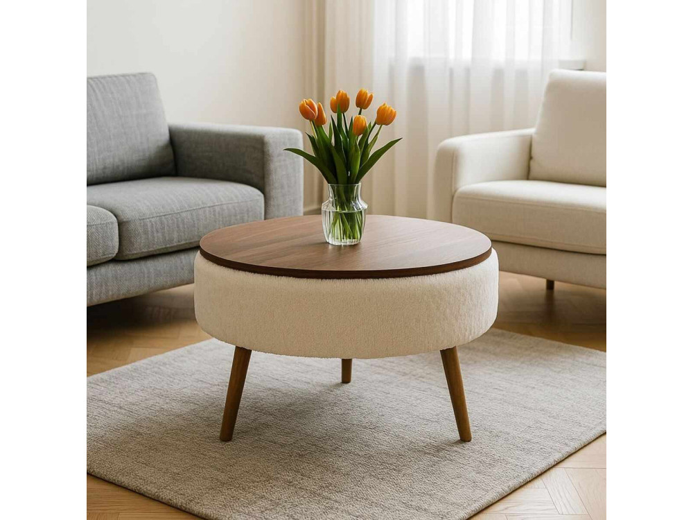 Mesa de centro "Noya Round" - 60 x 60 x 44 cm - Branco