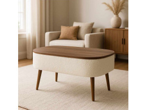 Mesa de centro de madeira "Noya" - 90 x 60 x 43 cm - Branco