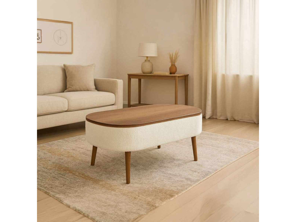 Mesa de centro de madeira "Noya" - 90 x 60 x 43 cm - Branco