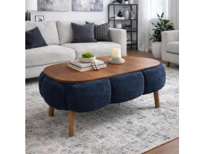 Mesa de centro em madeira "Papatya" - 98 x 68 x 45 cm - Cinzento antracite