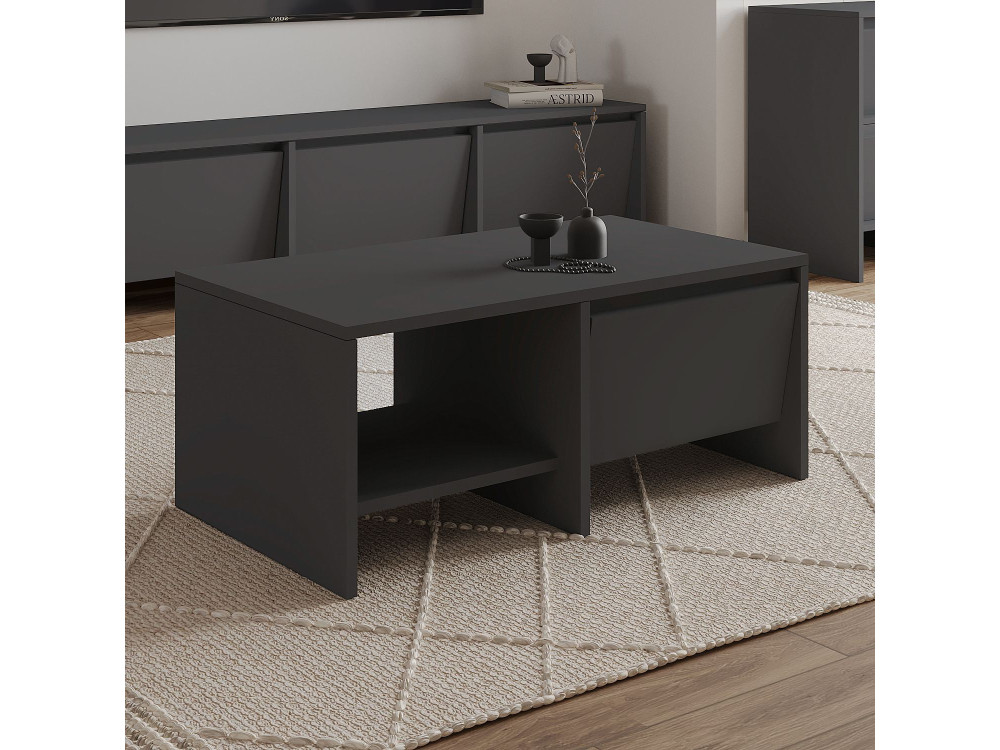 Mesa de centro de madeira "Laris" - 90 x 45 x 35 cm - Cinzento antracite
