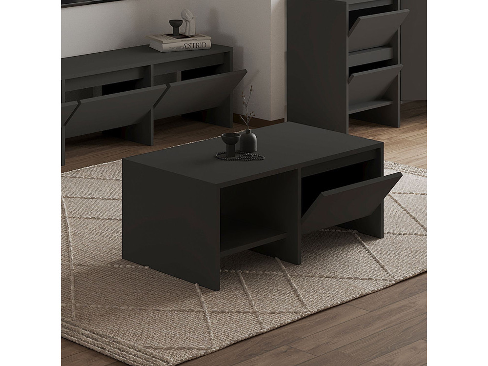 Mesa de centro de madeira "Laris" - 90 x 45 x 35 cm - Cinzento antracite