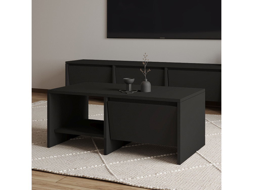 Mesa de centro de madeira "Laris" - 90 x 45 x 35 cm - Preto