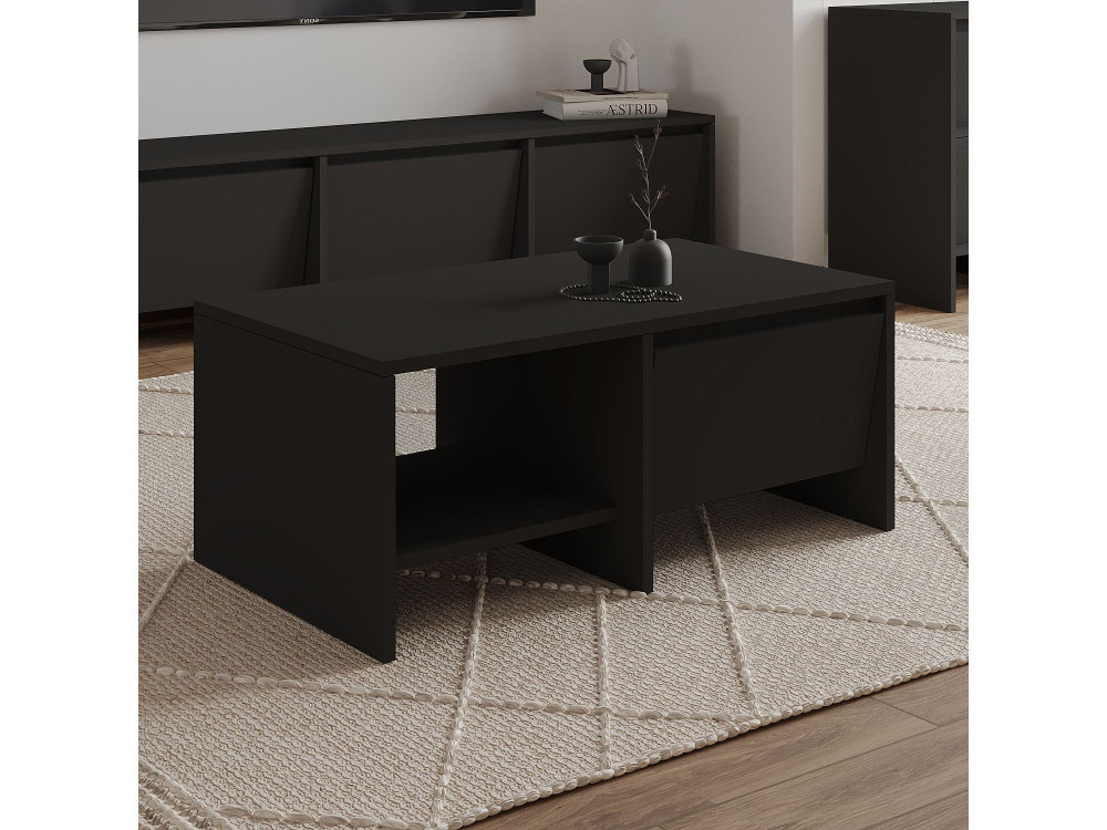 Mesa de centro de madeira "Laris" - 90 x 45 x 35 cm - Preto