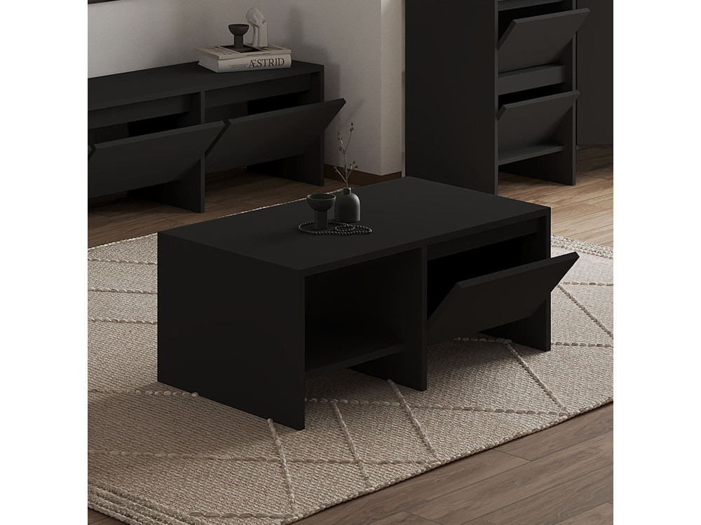 Mesa de centro de madeira "Laris" - 90 x 45 x 35 cm - Preto