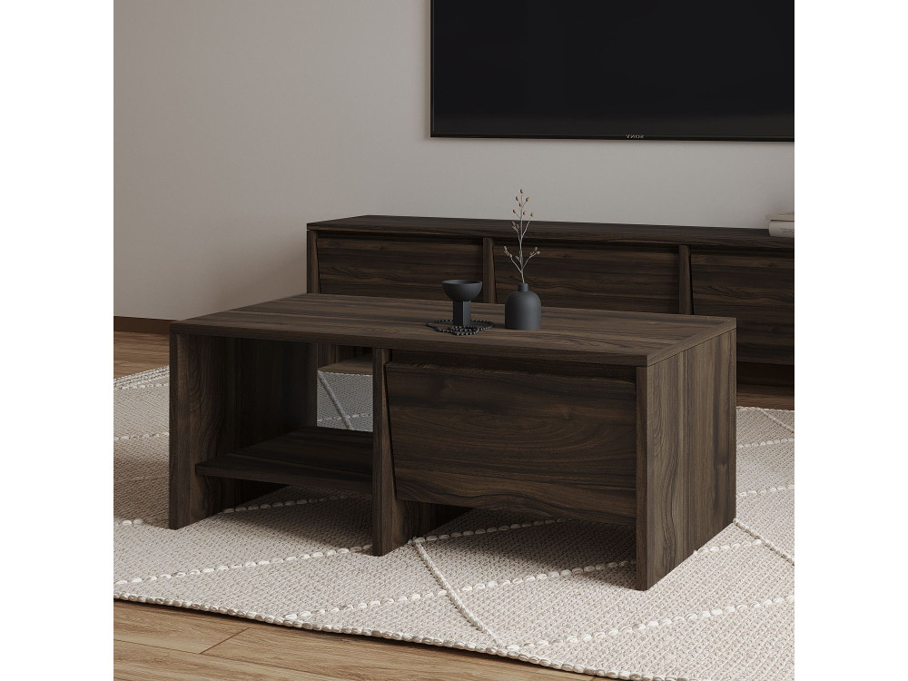 Mesa de centro de madeira "Laris" - 90 x 45 x 35 cm - Castanho