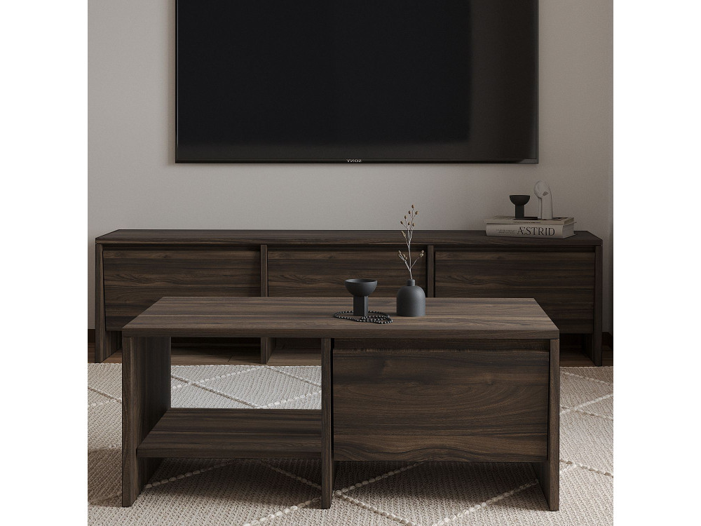 Mesa de centro de madeira "Laris" - 90 x 45 x 35 cm - Castanho