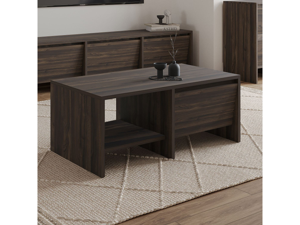 Mesa de centro de madeira "Laris" - 90 x 45 x 35 cm - Castanho