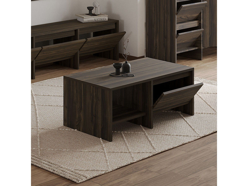 Mesa de centro de madeira "Laris" - 90 x 45 x 35 cm - Castanho