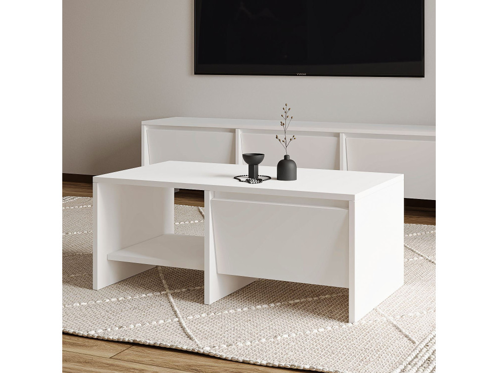 Mesa de centro de madeira "Laris" - 90 x 45 x 35 cm - Branco