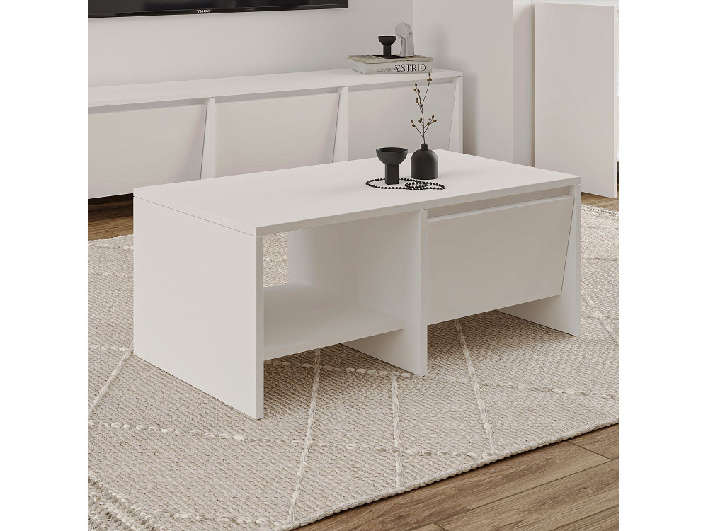 Mesa de centro de madeira "Laris" - 90 x 45 x 35 cm - Branco
