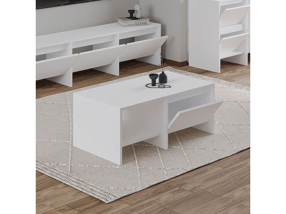 Mesa de centro de madeira "Laris" - 90 x 45 x 35 cm - Branco