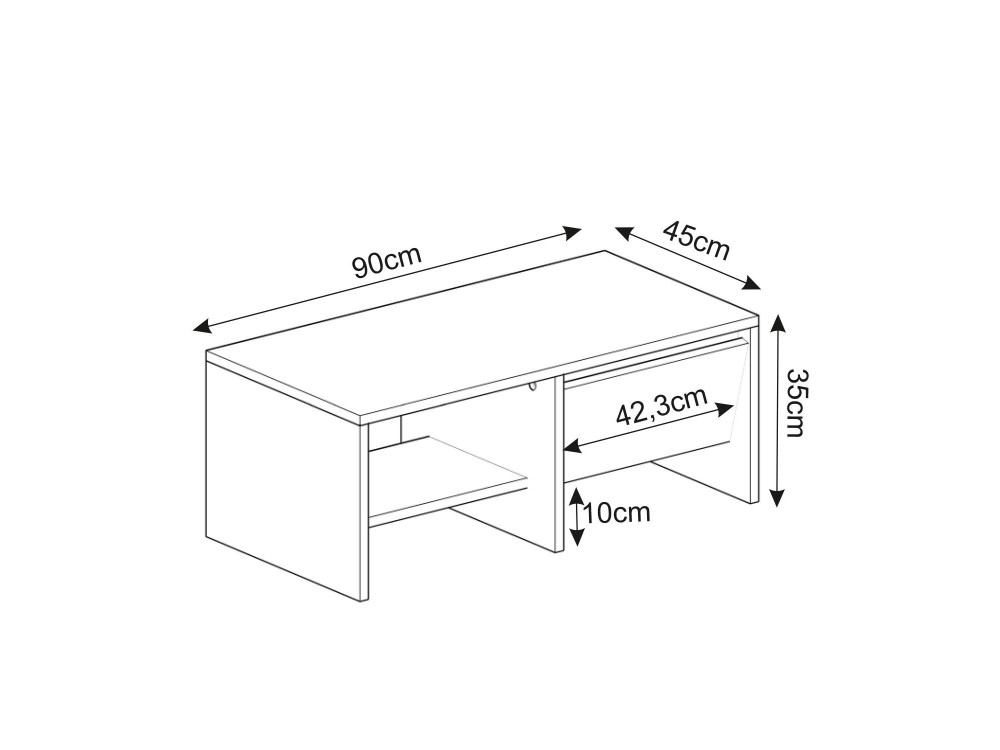 Mesa de centro de madeira "Laris" - 90 x 45 x 35 cm - Branco