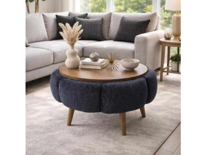 Mesa de centro de madeira Papatya 60" - 60 x 60 x 44 cm - Cinzento antracite