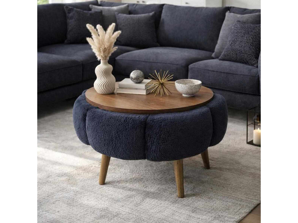 Mesa de centro de madeira Papatya 60" - 60 x 60 x 44 cm - Cinzento antracite