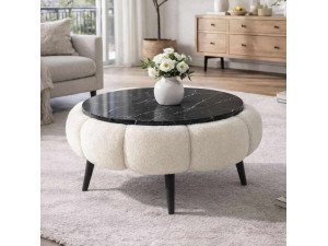 Mesa de centro de madeira Papatya 60" - 60 x 60 x 44 cm - Branco