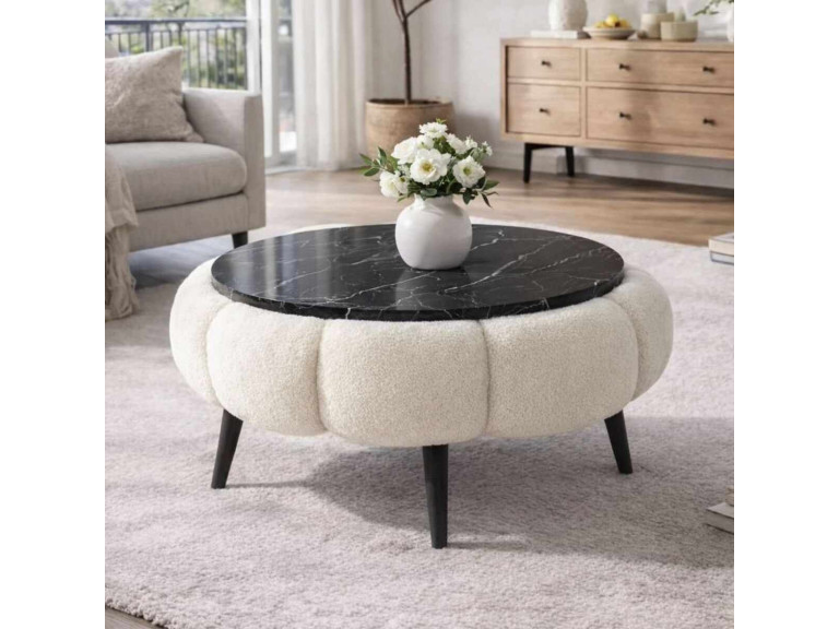 Mesa de centro de madeira Papatya 60" - 60 x 60 x 44 cm - Branco