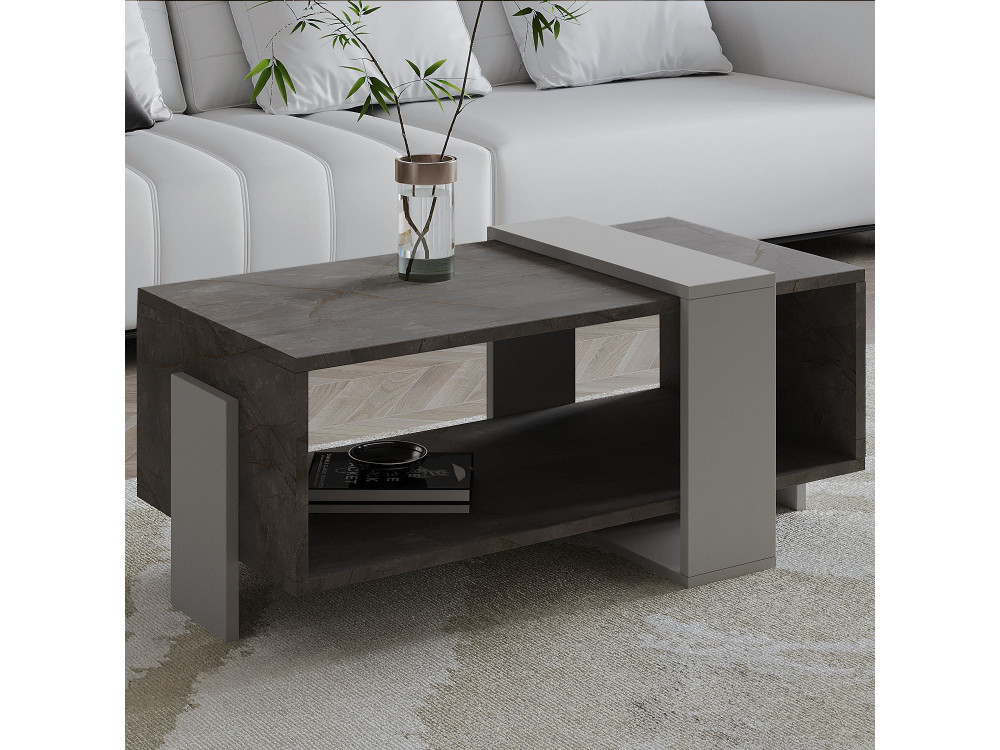 Mesa de centro de madeira "Meleni" - 90 x 49 x 40 cm - Cinzento
