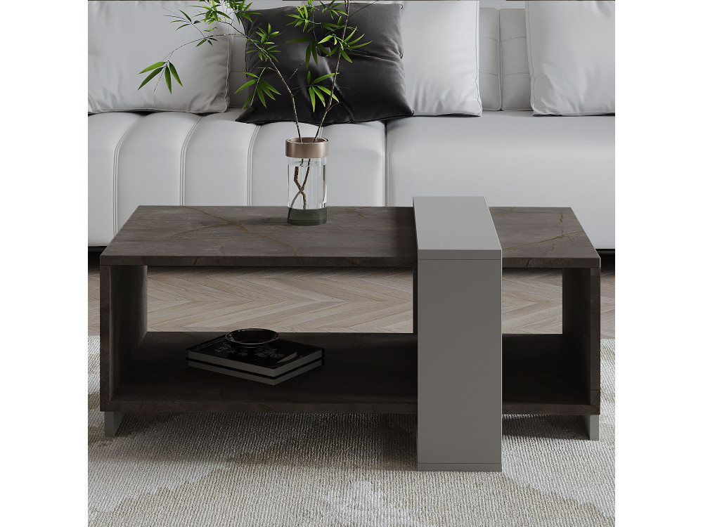 Mesa de centro de madeira "Meleni" - 90 x 49 x 40 cm - Cinzento