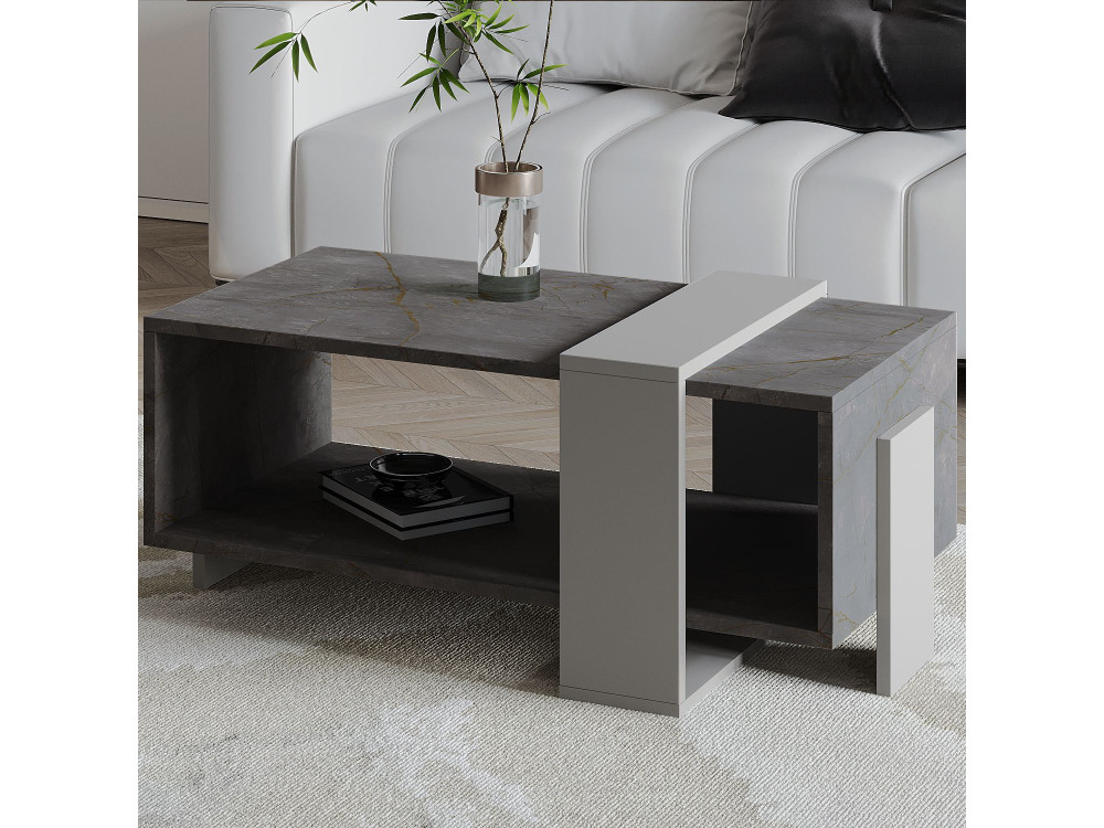 Mesa de centro de madeira "Meleni" - 90 x 49 x 40 cm - Cinzento